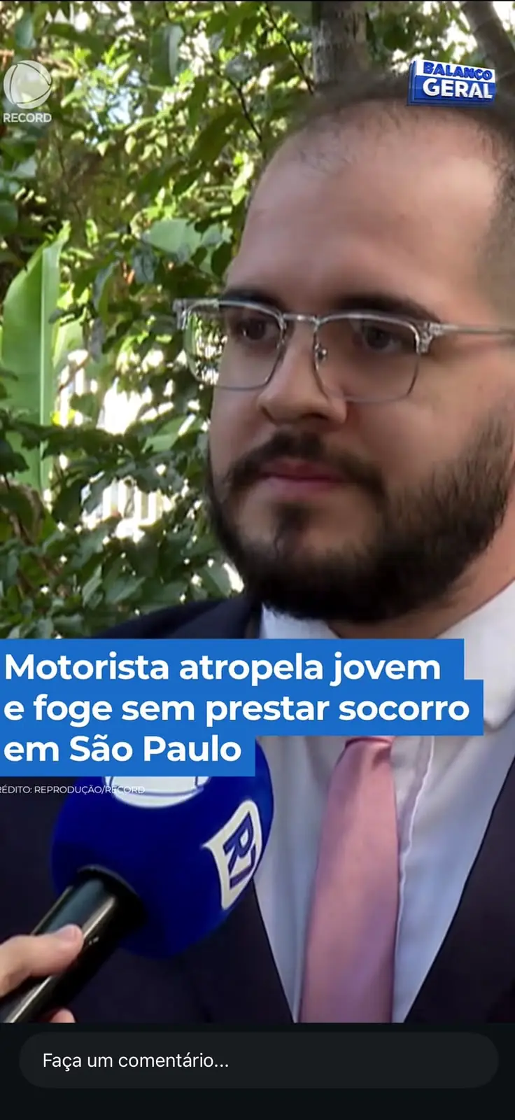 Caio Alves em entrevista exibida pelo Balanço Geral